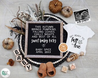 Boho Fall Pregnancy Announcement: Spooky Autumn Baby Reveal (Digital)