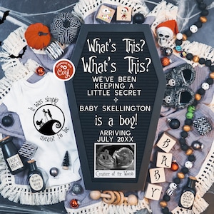 Goth Boy Christmas Pregnancy Announcement Digital, Nightmare It&#39;s a Boy Holiday Social Media Pregnancy Reveal, Halloween Xmas Baby Reveal