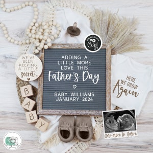 Father's Day Digital Pregnancy Announcement, Here We Grow Again Baby Announcement, Baby #2 Etc, Boho Social Media Editable Template, FDPA