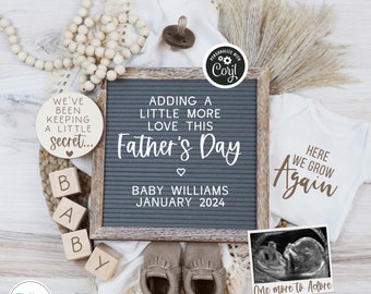 Father's Day Digital Pregnancy Announcement, Here We Grow Again Baby Announcement, Baby #2 Etc, Boho Social Media Editable Template, FDPA