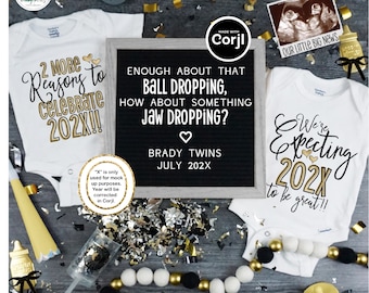 New Year's Eve Twins Pregnancy Announcement: Funny 2025 Reveal (Digital)