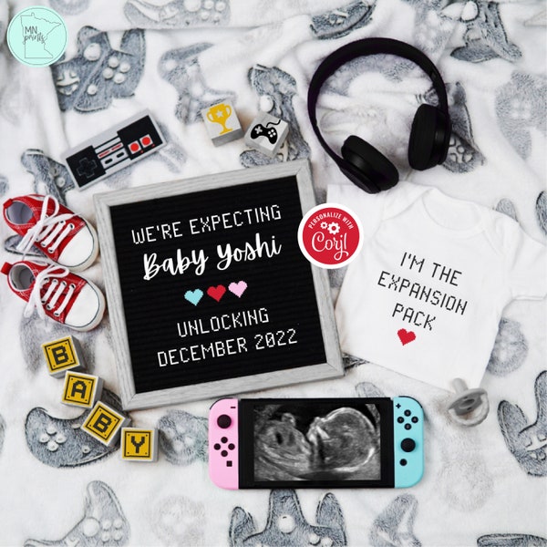 Digital Video Game Player Pregnancy Announcement, Funny Gamer Baby Reveal, We're Expecting, Father's Day Baby Reveal, Player Unlocked, FDPA