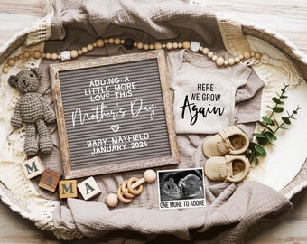 Mother's Day Pregnancy Announcement, Here We Grow Again Pregnancy Announcement Digital, Baby #2 #3 Etc, Greenery Social Media Template, MDPA