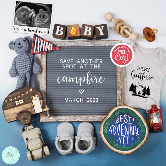 Camping Pregnancy Announcement, Digital Adventure Pregnancy