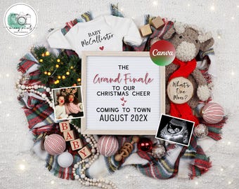 Christmas Pregnancy Announcement: Highland Cow, Editable Template (Digital)