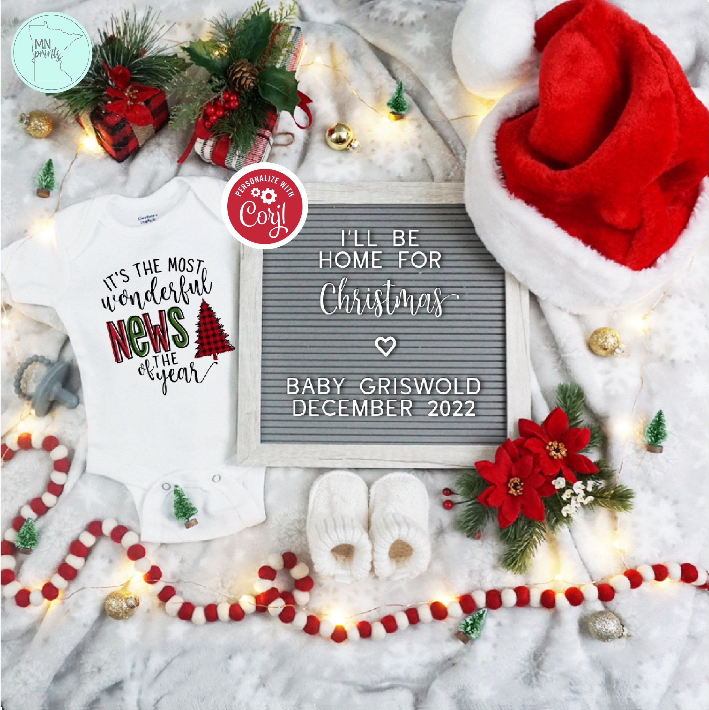 I'll Be Home for Christmas Pregnancy Announcement Digital Etsy