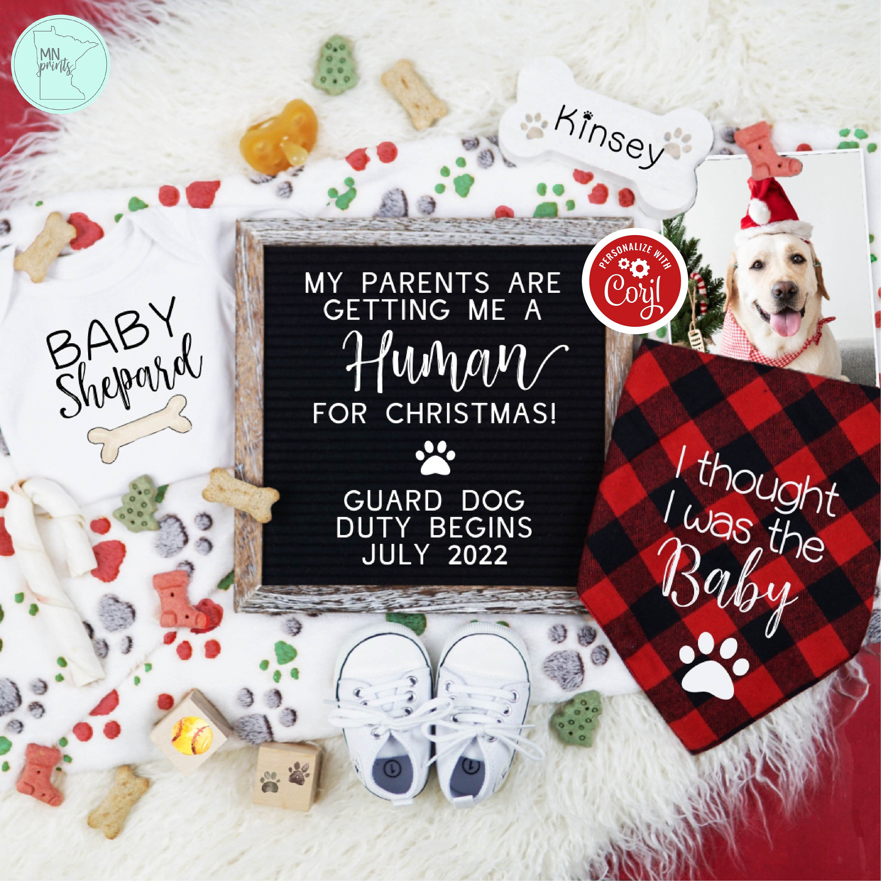 Expecting Parents Christmas Pregnancy Baby Arriving With Dogs Cats Custom Figure Style - Personalized Acrylic Block Plaque