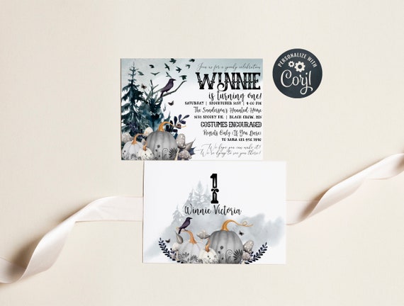 Halloween Birthday Invitation, Kids, Adults, Halloween Invite Template, Halloween Costume Party, Spooky, Pumpkins, Digital or Printed, 036-M Il_570xn