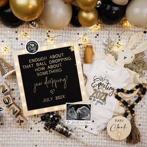 Boho New Year's Eve Pregnancy Announcement: Gender Neutral (Digital)