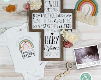 Rainbow Baby Pregnancy Announcement, Isaiah 66:9 Christian Rainbow Pregnancy Announcement, Social Media Pregnancy Reveal Template