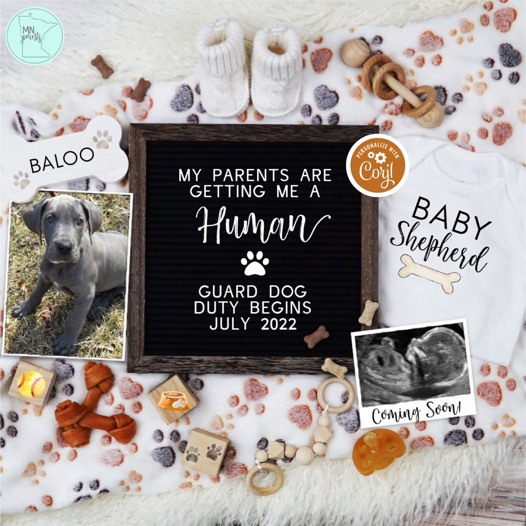 Dog Pregnancy Announcement – Puppy Themed Baby Reveal Editable