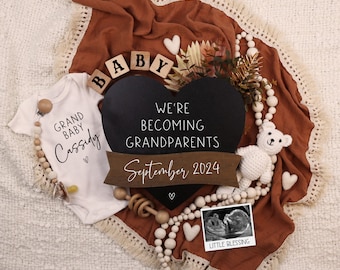 Grandparents Digital Pregnancy Announcement, Gender Neutral Editable Template, Fall Grand Baby Announcement, We're Becoming Grandparents