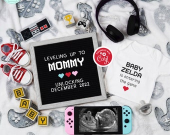 Digital Video Game Player Pregnancy Announcement, Funny Gamer Baby Reveal, Leveling Up To Mommy, Mom Gamer Reveal, Player Unlocked, MDPA