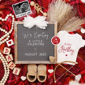 Valentines Day Digital Pregnancy Announcement, VDay Baby Announcement, Editable Gender Neutral Baby Template, February Baby, Sweet Valentine