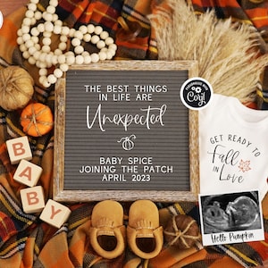 Digital Pregnancy Announcement, Boho Fall in Love Pregnancy Reveal, Autumn Surprise Baby Announcement, Best Things in Life are Unexpected