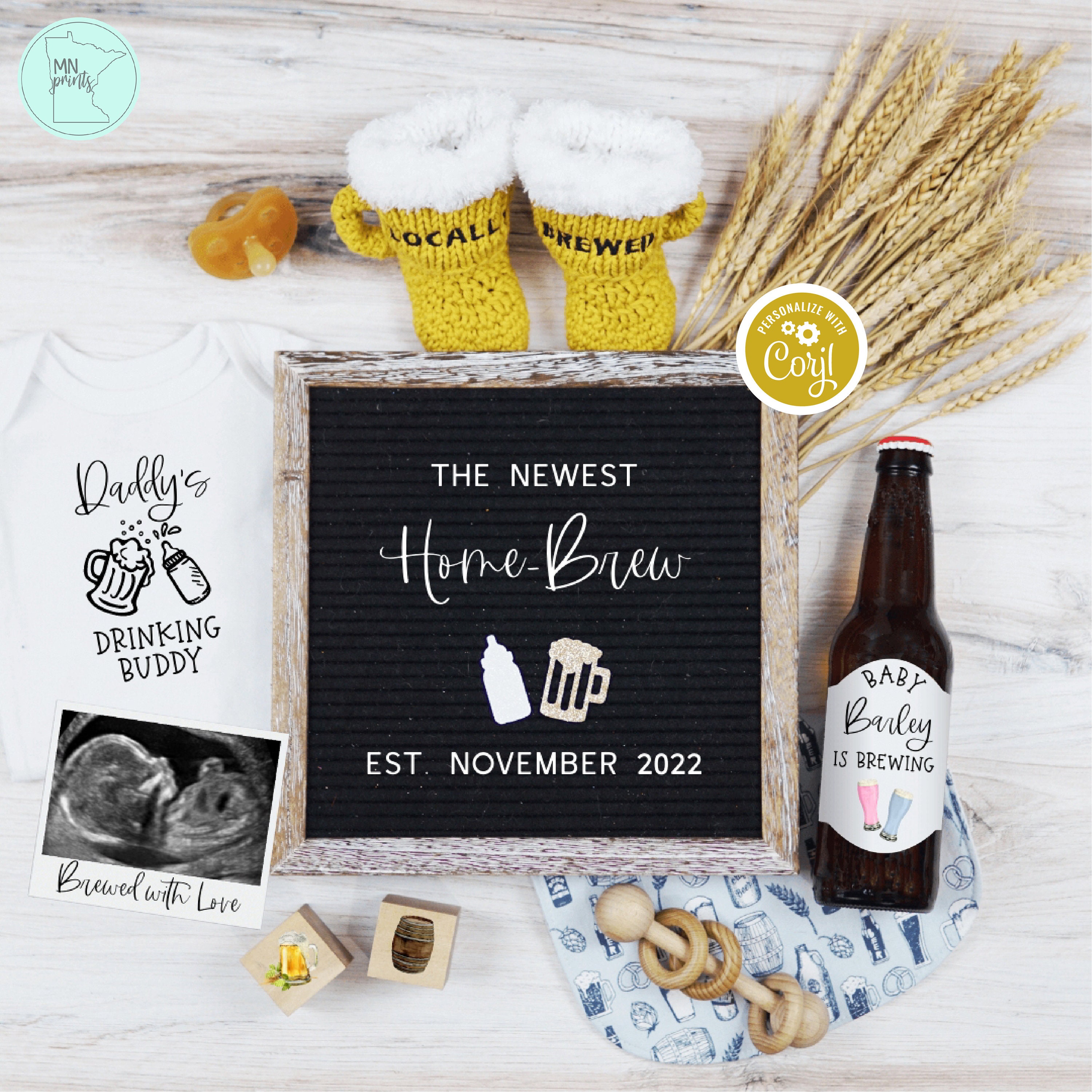 Beer Brewing Pregnancy Announcement Editable Brewing Drinking Etsy