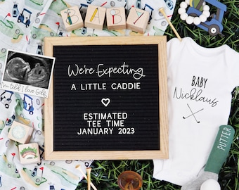 Golf Pregnancy Announcement, Digital Fathers Day Sports Baby Reveal, We&#39;re Expecting a Little Caddy, Social Media Golf Pregnancy Photo, FDPA