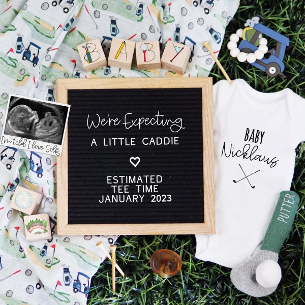Golf Pregnancy Announcement, Digital Fathers Day Sports Baby Reveal, We're Expecting a Little Caddy, Social Media Golf Pregnancy Photo, FDPA