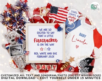 4th of July Pregnancy Announcement: Patriotic Baby Reveal (Digital Download)