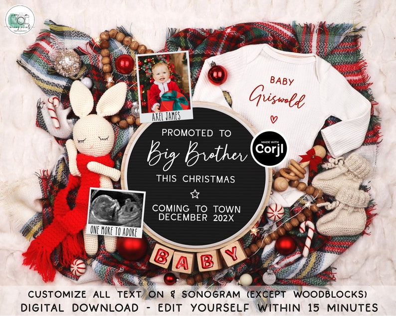 Big Brother Christmas Pregnancy Announcement: Holiday Sibling Reveal (Digital Download) image 1