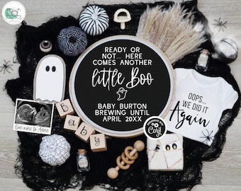 Funny Halloween Pregnancy Announcement, Boho Halloween Baby Reveal #2 #3 #4 Etc, Spooky Little Boo Halloween Reveal, Oops We Did It Again