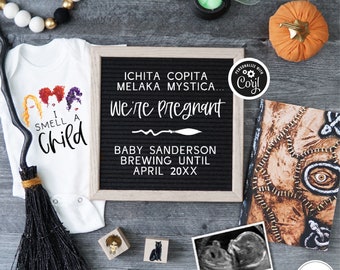 Halloween Pregnancy Announcement, Witch Baby Reveal, Digital Spooky Pregnancy Announcement, Social Media Pregnancy Reveal, A Smell a Child