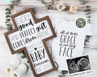 Christian Pregnancy Announcement Digital, James 1:17 Every Good & Perfect Gift, Greenery Religious Baby Reveal, Scripture Pregnancy Reveal