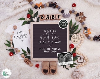 Woodland Baby Announcement: Boho Mushroom Theme (Digital Template)