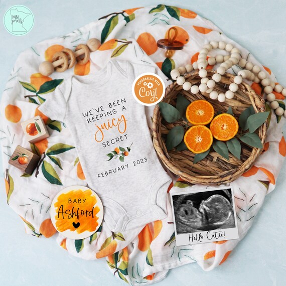 Tangerine Pregnancy Announcement Digital Editable We've Etsy