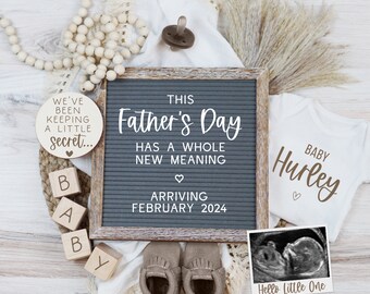 Father's Day Digital Pregnancy Announcement, Boho Gender Neutral Editable Template, Spring Baby Announcement, Whole New Meaning, FDPA