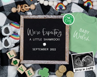 St Patrick's Day Pregnancy Announcement Digital, We're Expecting Social Media Pregnancy Reveal, Editable St. Paddy's Baby Reveal, So Lucky