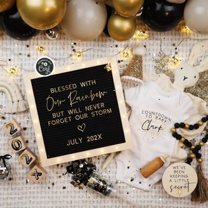 New Year's Rainbow Baby Announcement: Boho Digital Pregnancy Reveal imagem 2