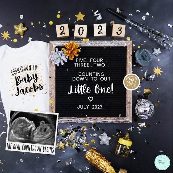 New Years Eve Pregnancy Announcement Digital, Countdown New Years