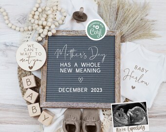 Mother's Day Digital Pregnancy Announcement, Boho Gender Neutral Editable Template, Spring Baby Announcement, Whole New Meaning, MDPA