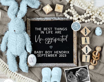 Boy Easter Digital Pregnancy Announcement, Baby Boy Reveal Template, Editable It's A Boy Pregnancy Template, Best Things are Uneggspected