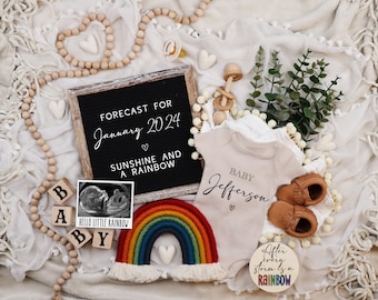 Rainbow Baby Digital Pregnancy Announcement, After Every Storm Baby Announcement, Social Media Reveal, Editable Template, Gender Neutral