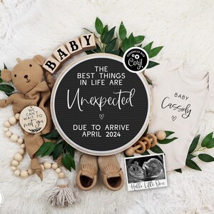 Minimalist Digital Pregnancy Announcement, Greenery Eucalyputus Surprise Baby Announcement, Best Things Unexpected Social Media Baby Reveal