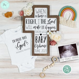 Religious Pregnancy Announcement, Social Media Pregnancy Announcement Template, Christian, Isaiah 60:22, I'm Proof That God Answers Prayers