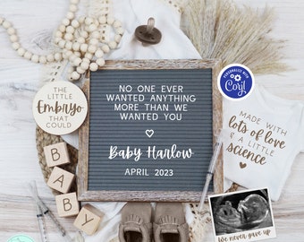 IVF Pregnancy Announcement Digital, Editable Gender Neutral Boho Pregnancy Reveal, Love & Science Baby Reveal, Little Embryo That Could