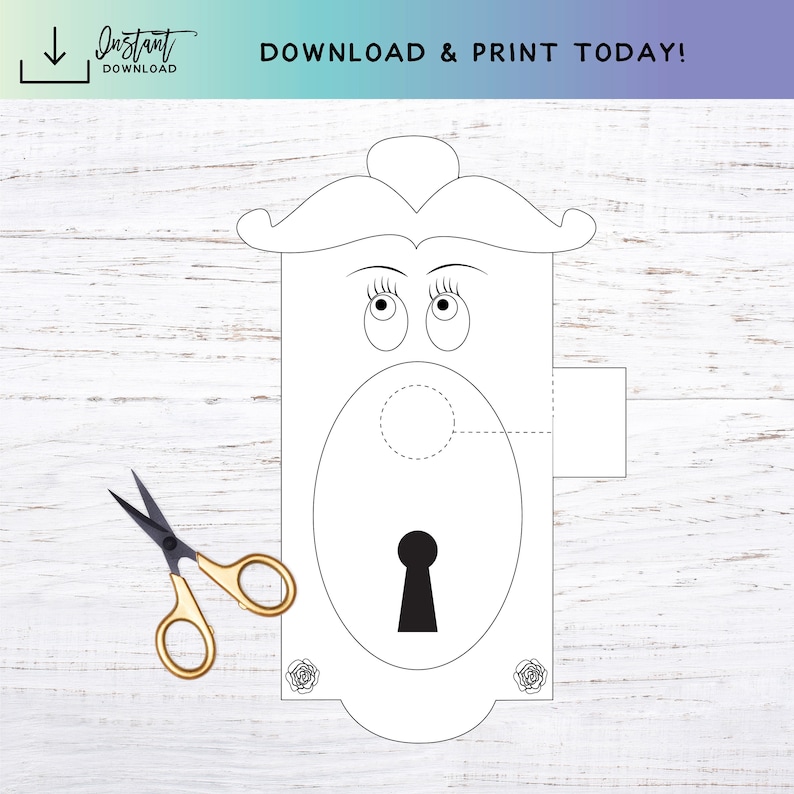 Printable Coloring Alice in Wonderland Talking Doorknob Craft. Etsy