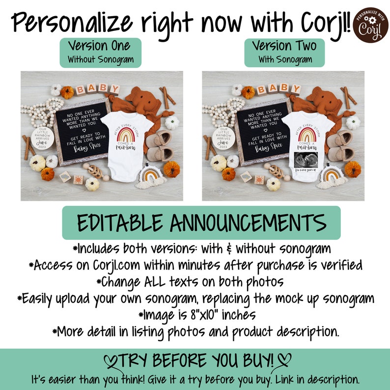 Fall Rainbow Baby Announcement: Autumn Social Media Reveal (Digital) image 3