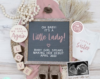 Little Sister Pregnancy Announcement: Boho Girl Reveal (Digital)