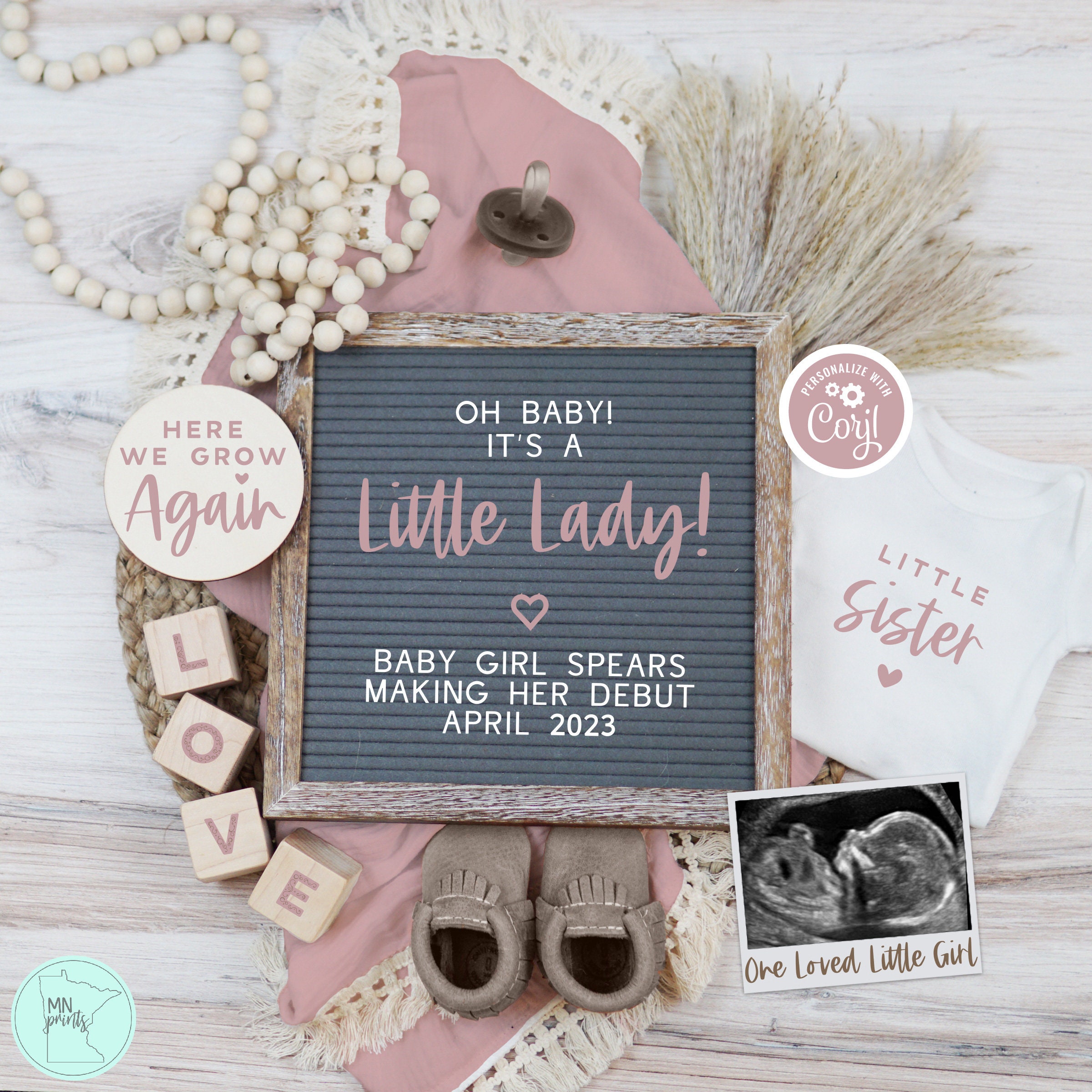 Little Sister Pregnancy Announcement, Digital It's a Girl Gender