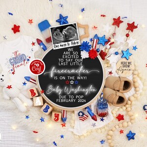 4th of July Pregnancy Announcement Digital, Grand Finale 2nd 3rd Etc Baby Announcement, Editable Template Social Media, Last Firecracker!