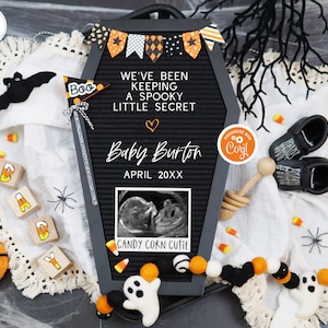 Halloween Pregnancy Announcement – Candy Corn Baby Reveal Digital Template image 1