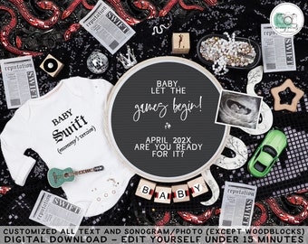 TS Reputation Baby Announcement: Taylor Reveal Template (Digital)