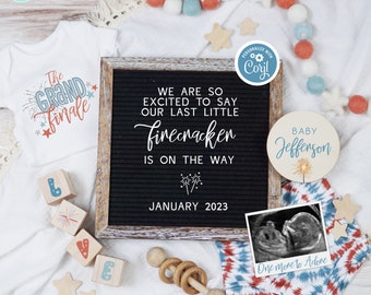 4th of July Baby 2nd 3rd 4th etc Pregnancy Reveal, Digital Patriotic Retro Editable Baby Reveal, Last Pregnancy Announcement, Grand Finale