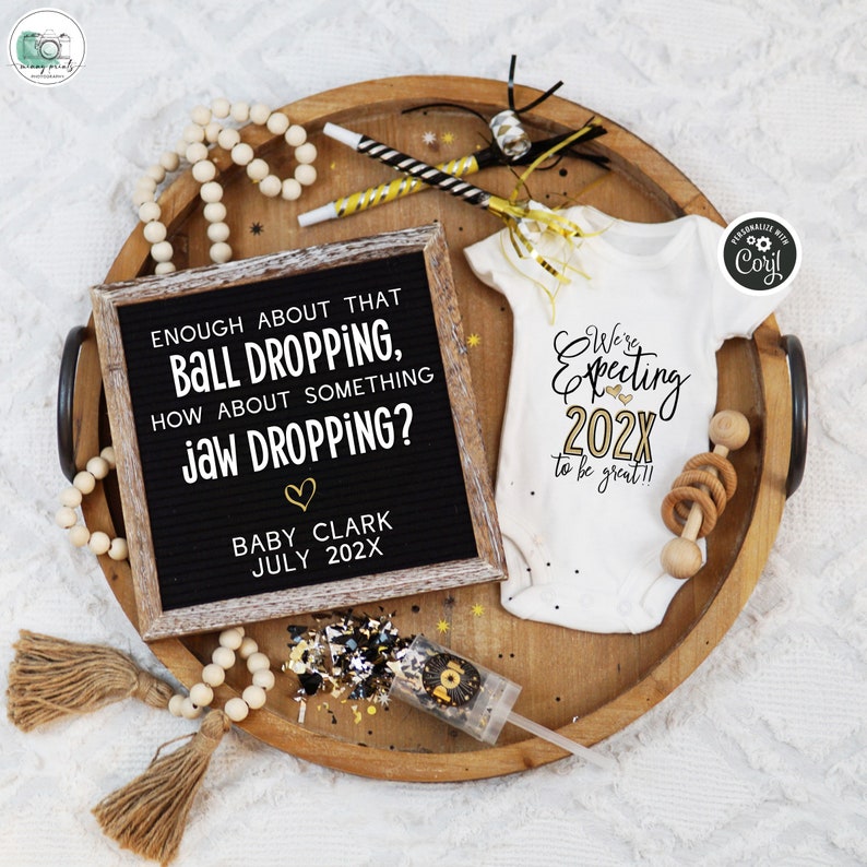 Boho New Year's Eve Pregnancy Announcement: Gender Neutral (Digital) image 2