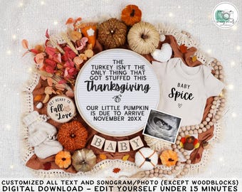 Funny Thanksgiving Pregnancy Announcement: Little Turkey Reveal (Digital Download)