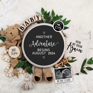 Boho Greenery Graviditetsmeddelande: Redigerbar digital mall